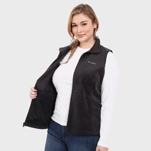 Columbia Women's Black Fleece Zip-Up Vest | Size XL